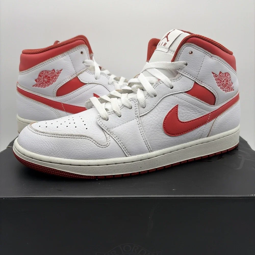 Size 12 - Air Jordan 1 SE Mid White Dune Red (FJ3458-160)
